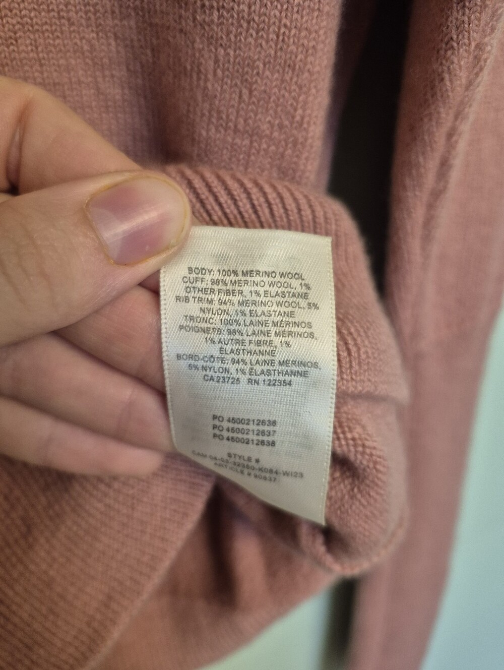 Wilfred Aritzia Women's Pink Feminine Merino Wool Turtleneck Sweater Size 2XS-S - Picture 7 of 7